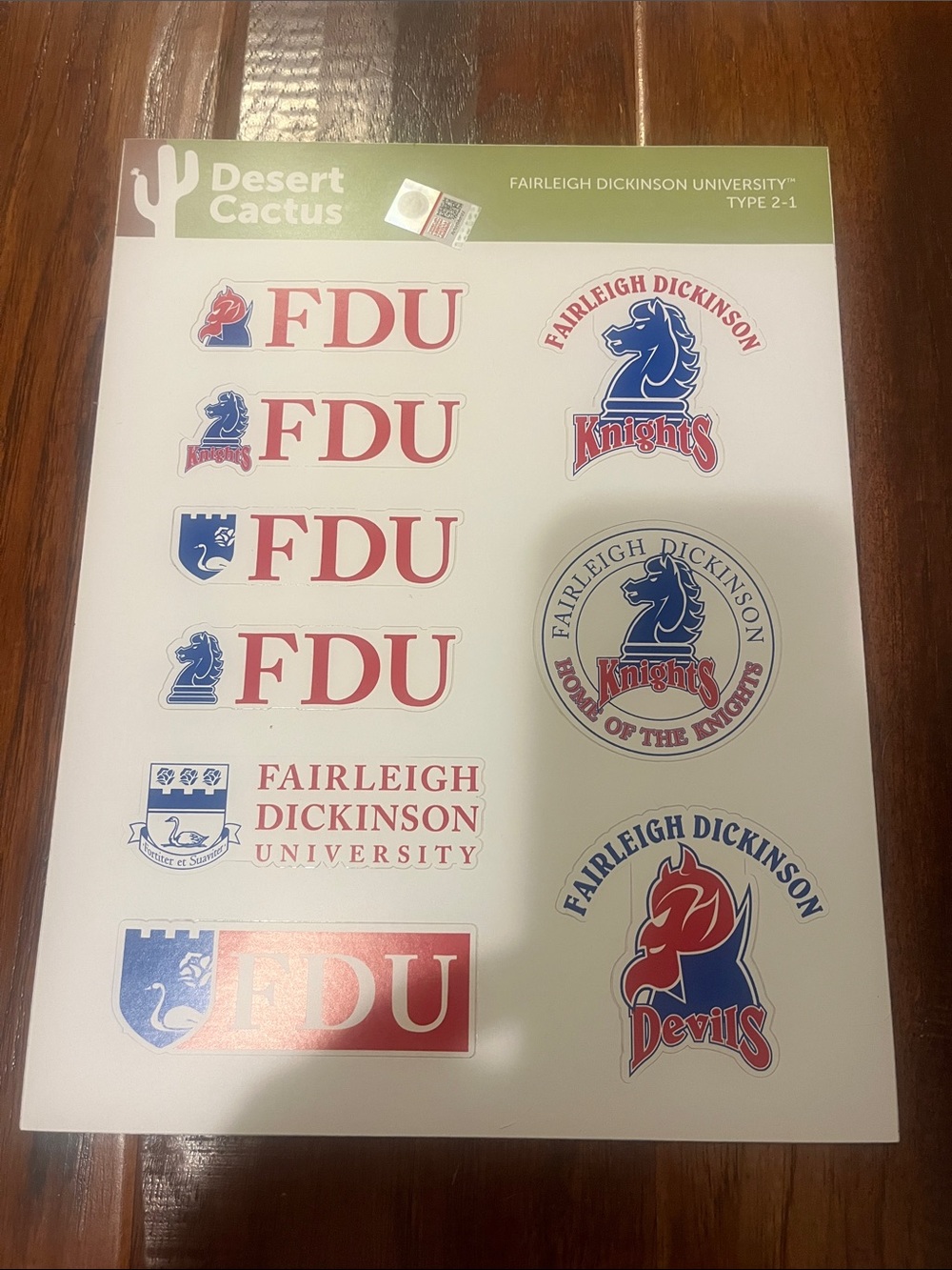 NWT Desert Cactus Fairleigh Dickinson University Knights & Devils Sticker Decals